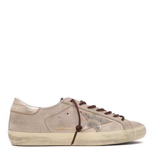 Golden Goose Super-Star Beige Suede Sneakers.