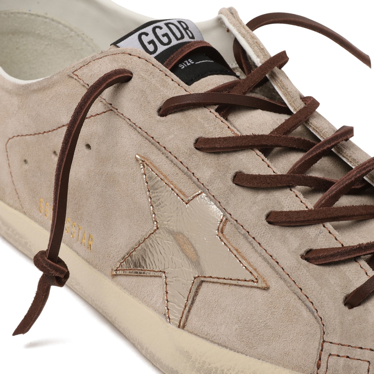 Golden Goose Super-Star Beige Suede Sneakers.