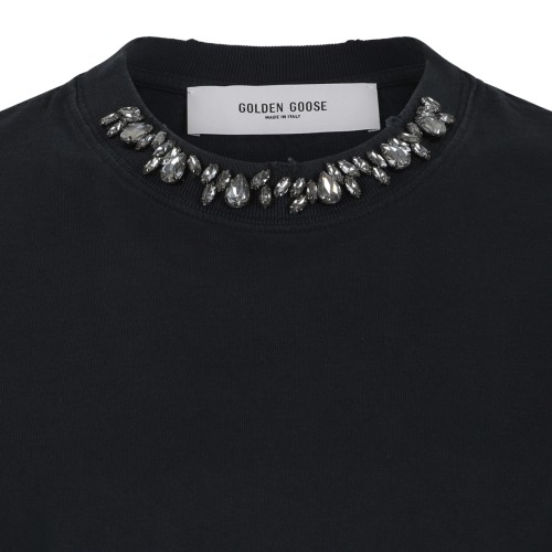 Golden Goose Black Crystal-Embellished Cotton T-Shirt.