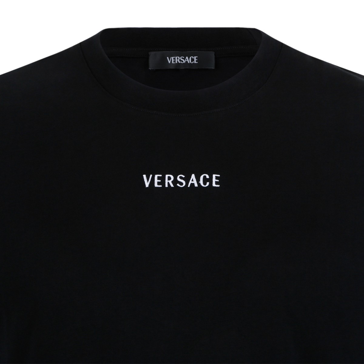 Versace Black Logo Cotton T-Shirt.