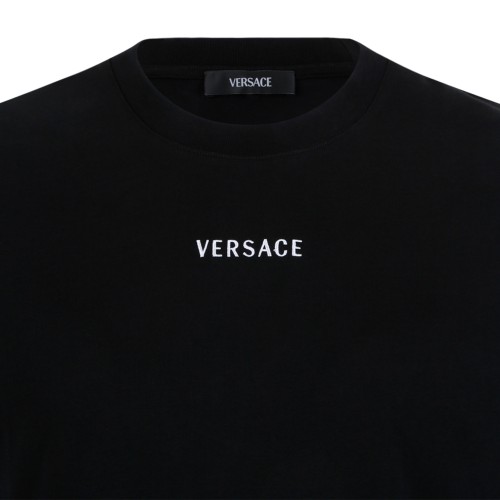 Versace Black Logo Cotton T-Shirt.