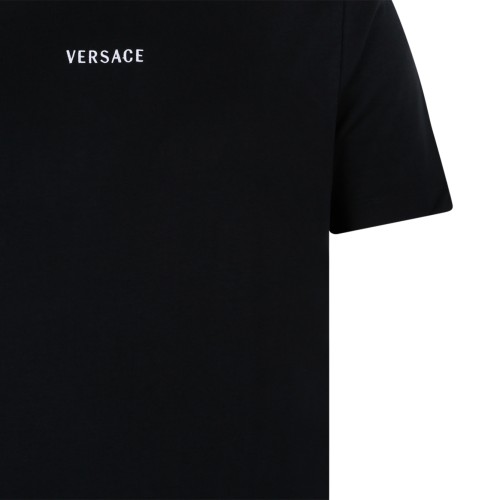 Versace Black Logo Cotton T-Shirt.