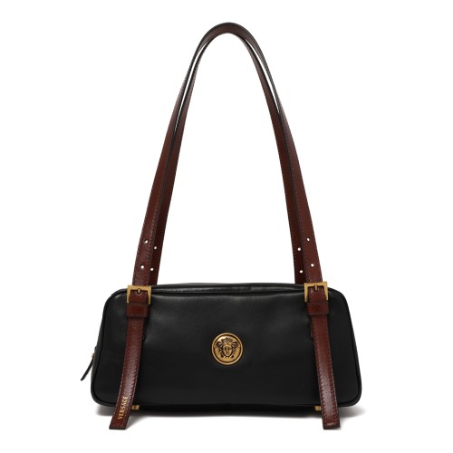 Versace Black Leather Shoulder Bag.