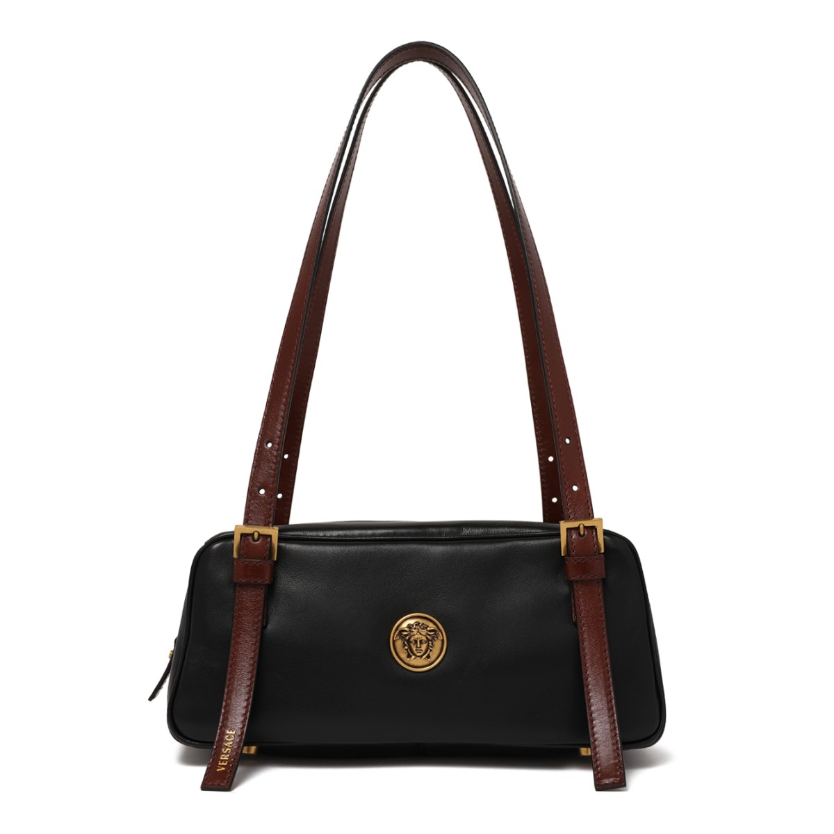 Versace Black Leather Shoulder Bag.