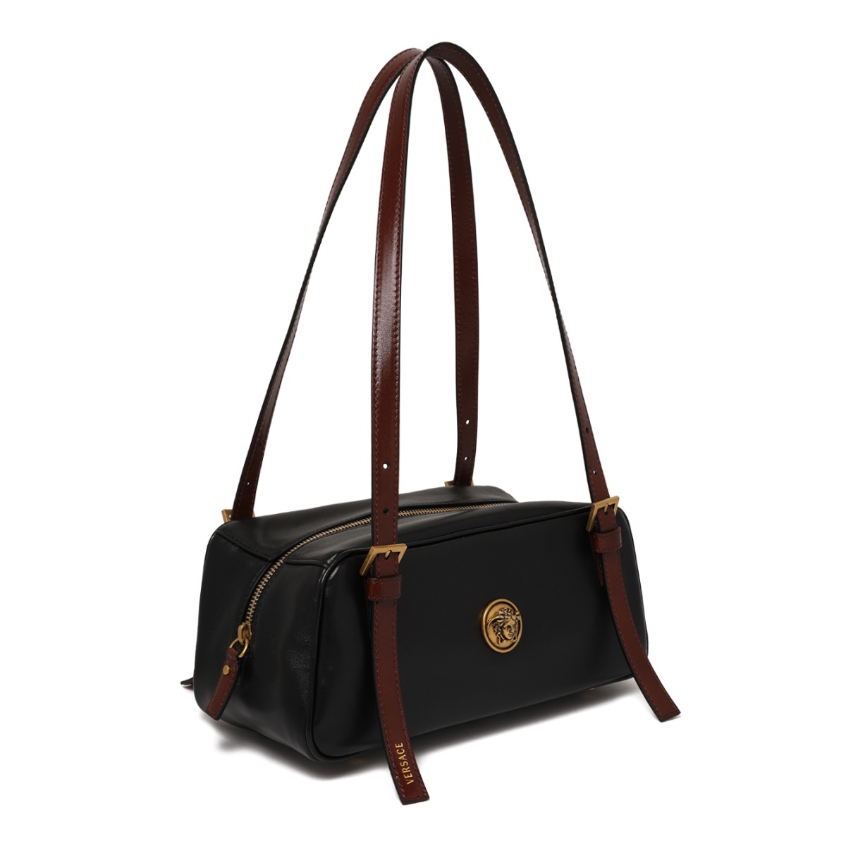 Versace Black Leather Shoulder Bag.