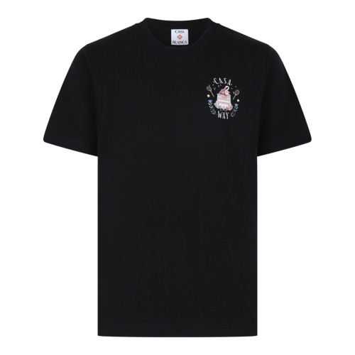 Casablanca Black Cotton Graphic T-Shirt.