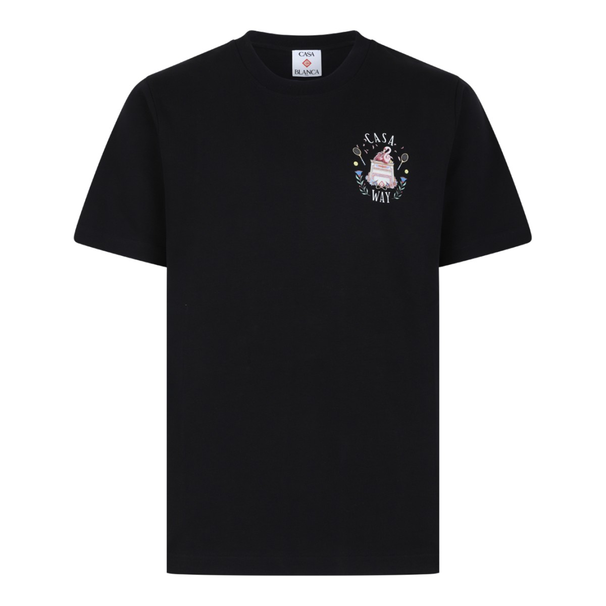Casablanca Black Cotton Graphic T-Shirt.