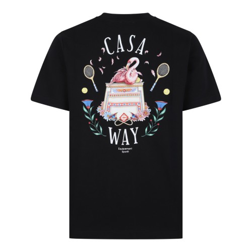 Casablanca Black Cotton Graphic T-Shirt. 2