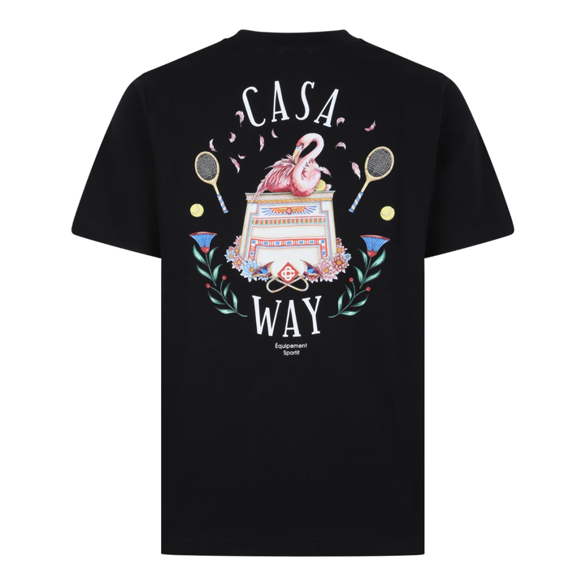 Casablanca Black Cotton Graphic T-Shirt.