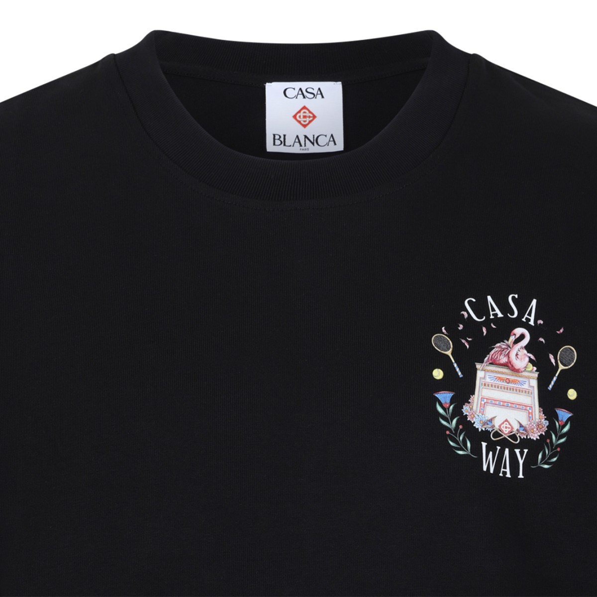 Casablanca Black Cotton Graphic T-Shirt.