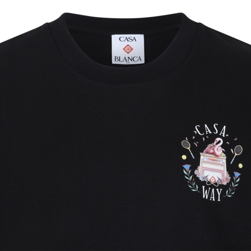 Casablanca Black Cotton Graphic T-Shirt.
