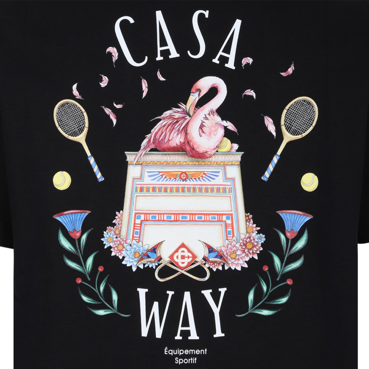 Casablanca Black Cotton Graphic T-Shirt.