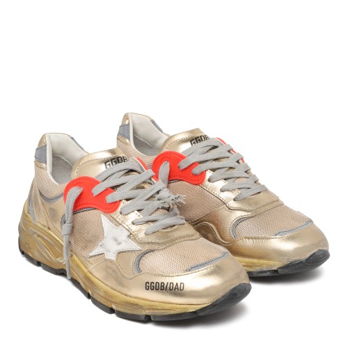 Golden Goose Running Sole Metallic Leather Sneakers.