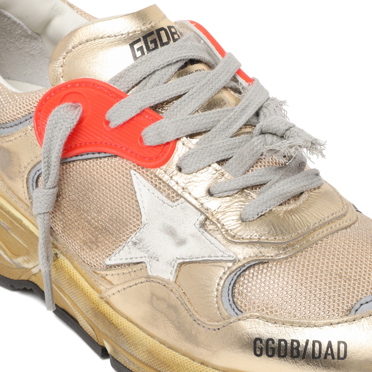 Golden Goose Running Sole Metallic Leather Sneakers.