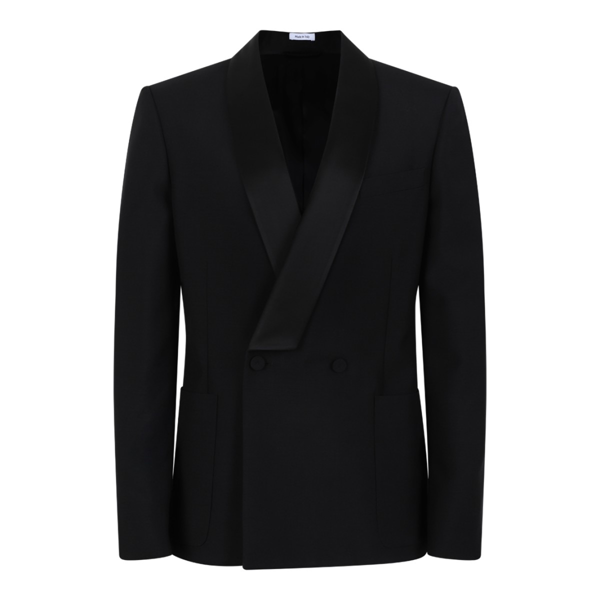 Alexander McQueen Black Double-Breasted Tuxedo Blazer.