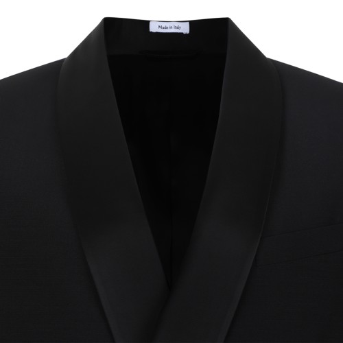 Alexander McQueen Black Double-Breasted Tuxedo Blazer.