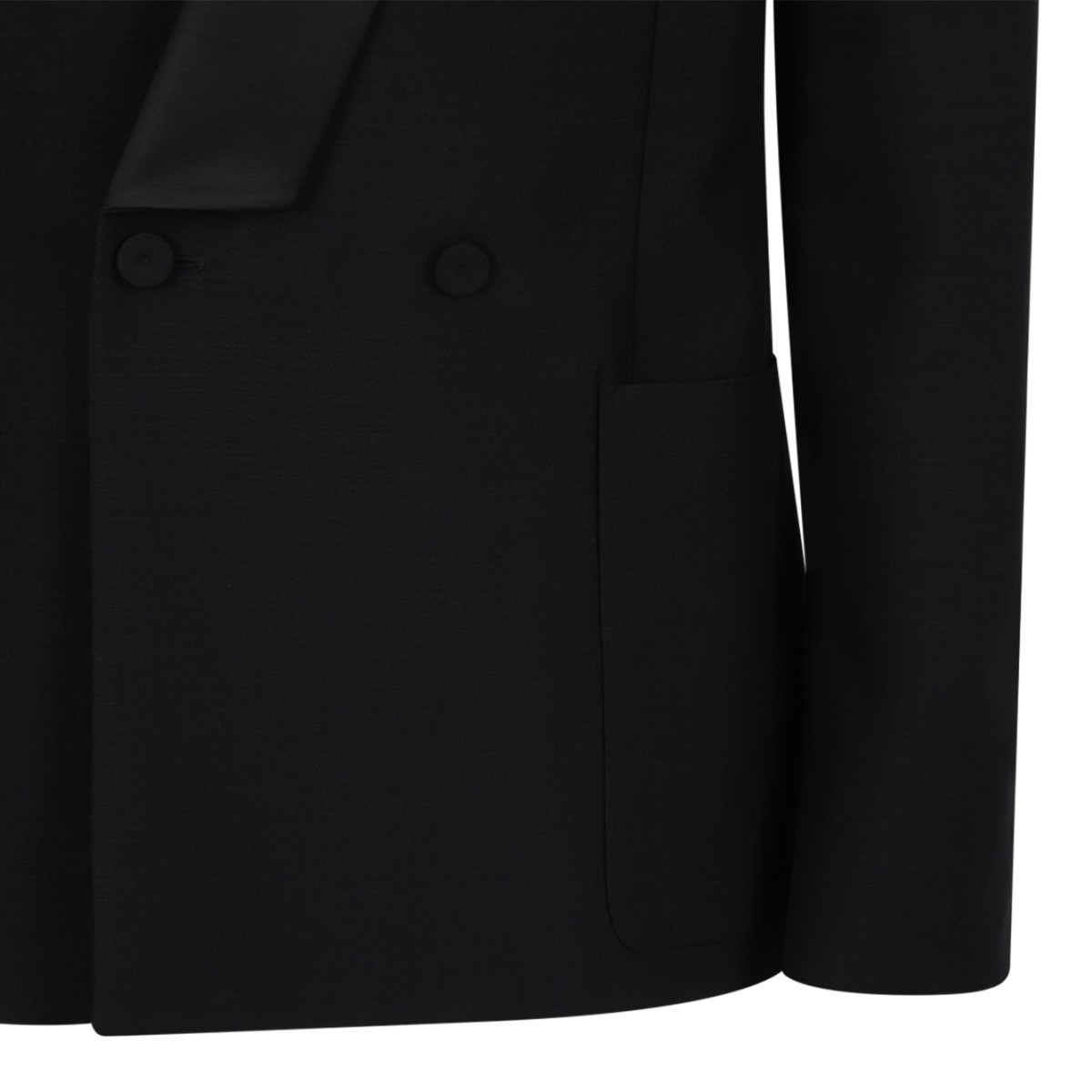 Alexander McQueen Black Double-Breasted Tuxedo Blazer.