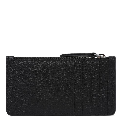 Maison Margiela Black Grained Leather Zip Card Holder. 2