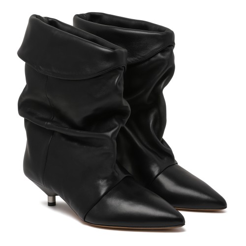 Isabel Marant Black Slouchy Leather Ankle Boots. 2