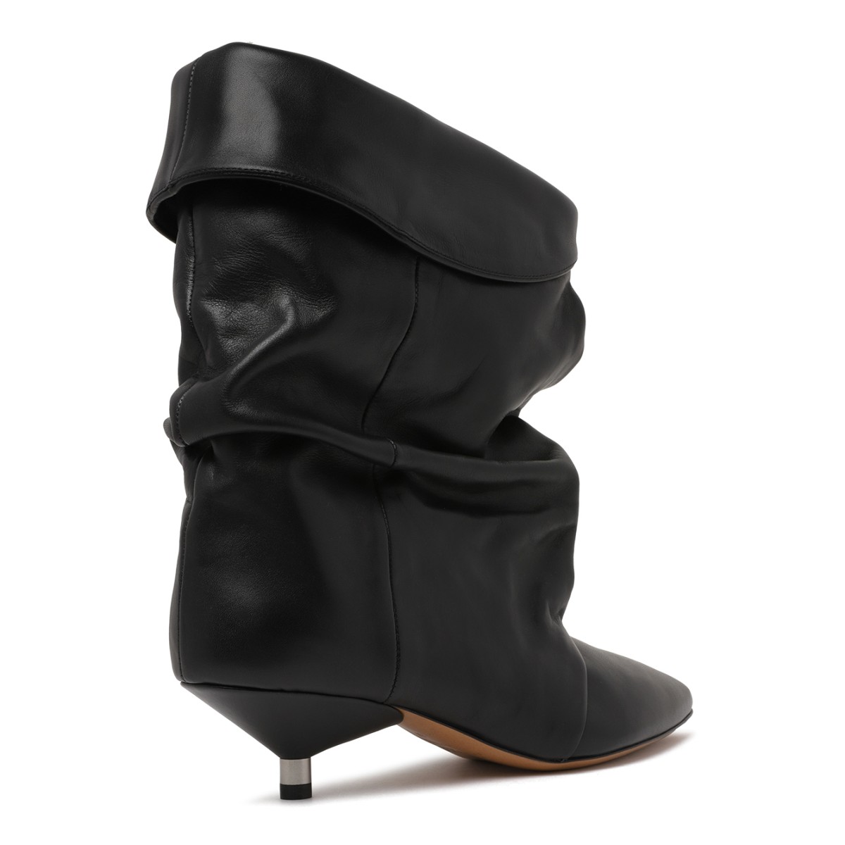 Isabel Marant Black Slouchy Leather Ankle Boots.