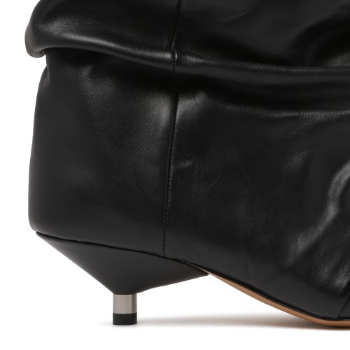 Isabel Marant Black Slouchy Leather Ankle Boots.