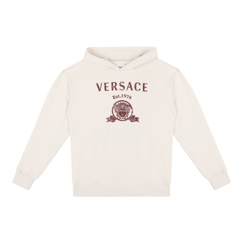 Versace Kids Ivory Logo Hoodie.