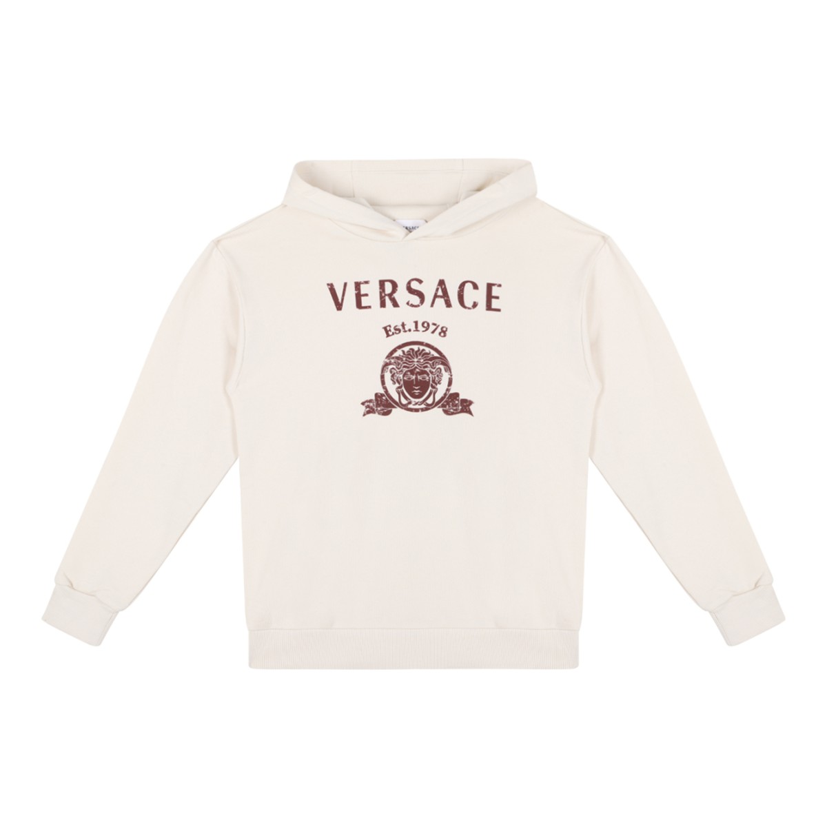 Versace Kids Ivory Logo Hoodie.