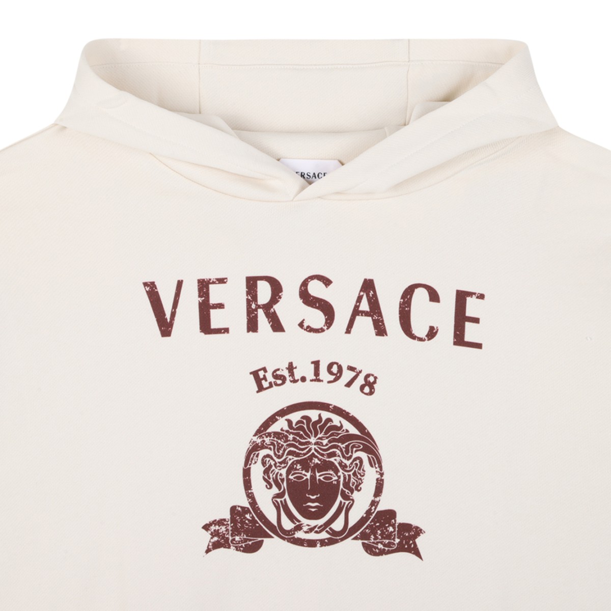 Versace Kids Ivory Logo Hoodie.