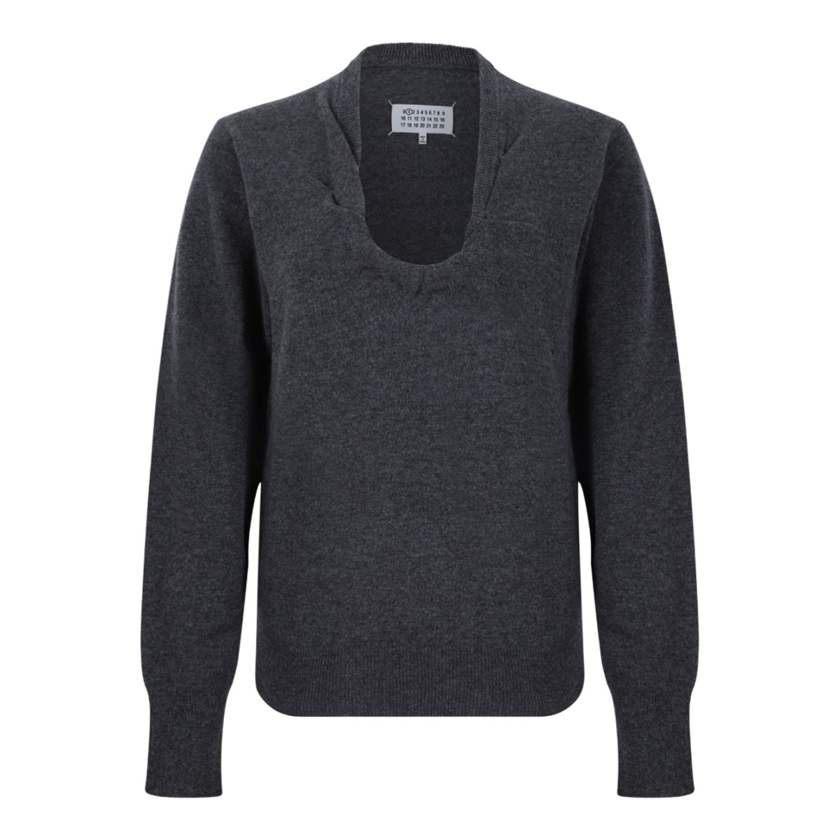 Maison Margiela Charcoal Wool Scoop-Neck Sweater.