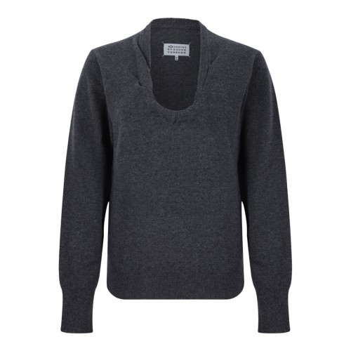 Maison Margiela Charcoal Wool Scoop-Neck Sweater.