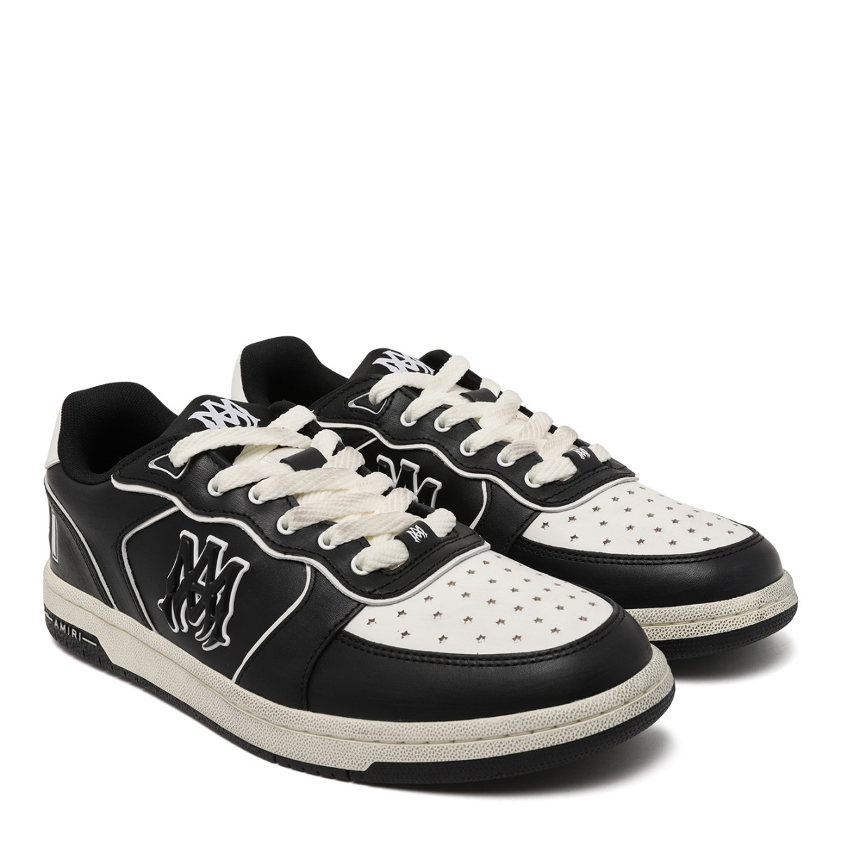 Amiri Black and White Leather Low-Top Sneakers.