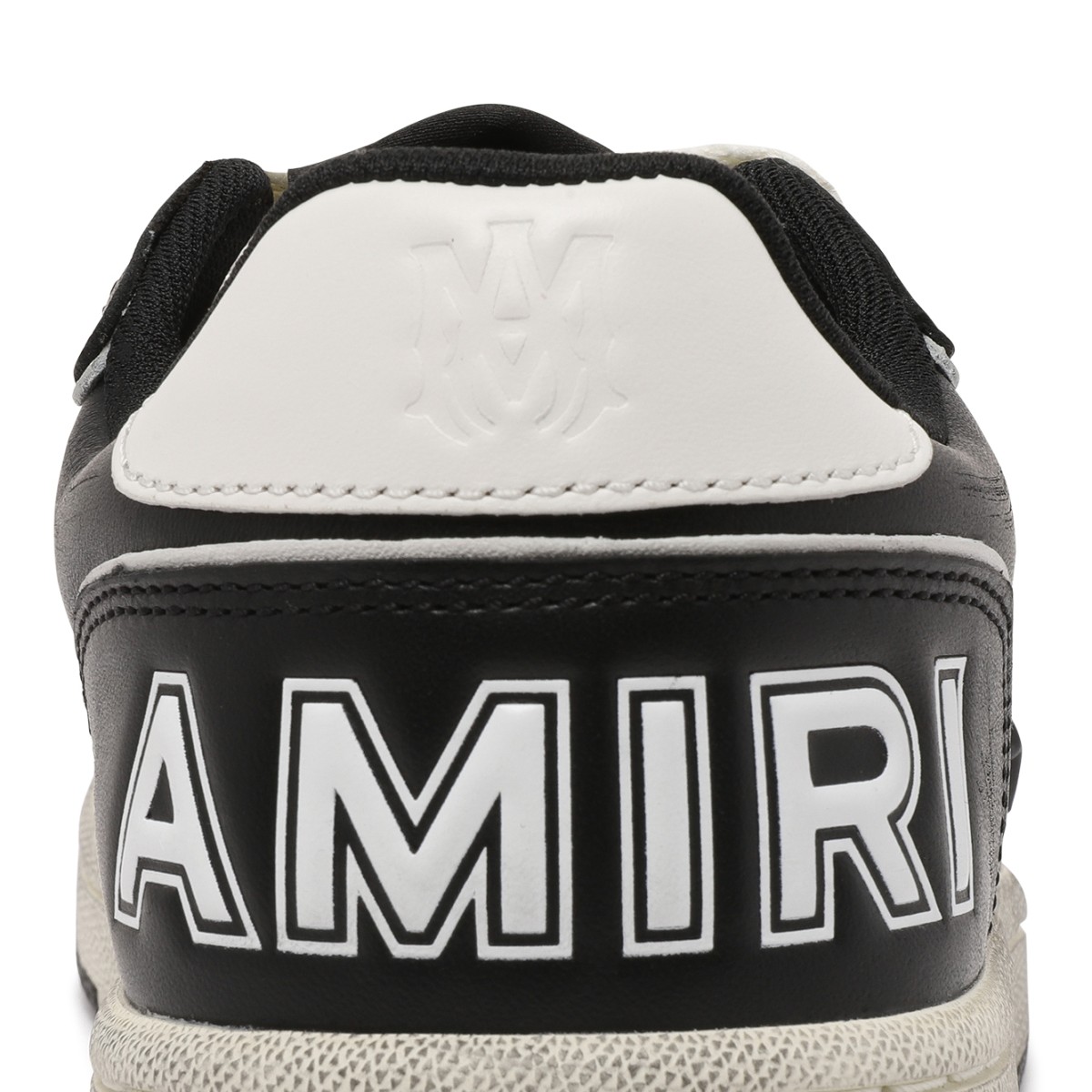 Amiri Black and White Leather Low-Top Sneakers.