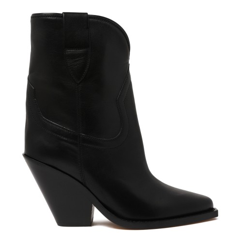Isabel Marant Black Leather Western Ankle Boots.