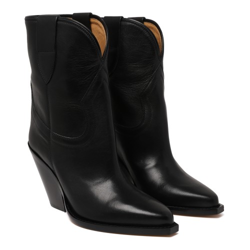 Isabel Marant Black Leather Western Ankle Boots. 2