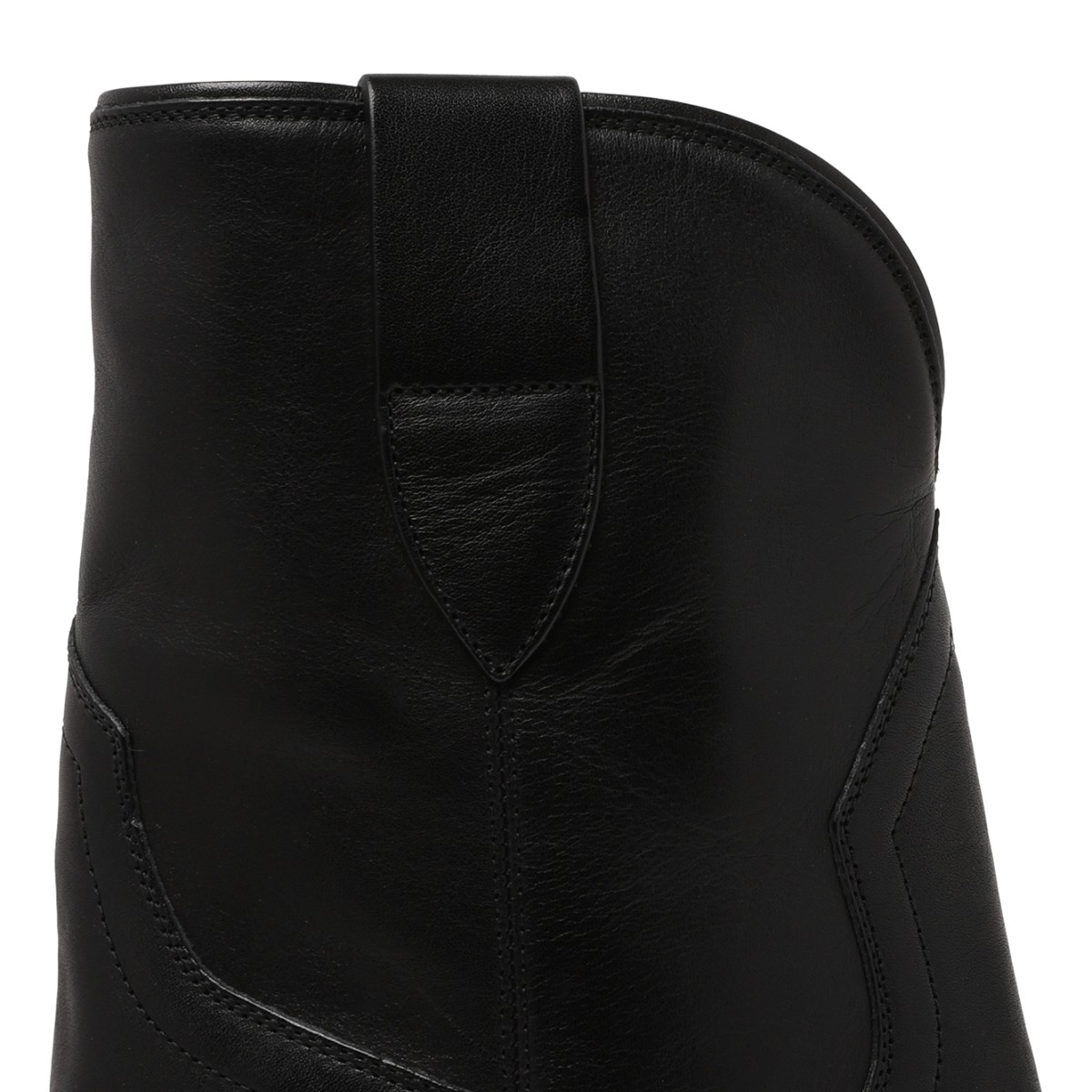 Isabel Marant Black Leather Western Ankle Boots.