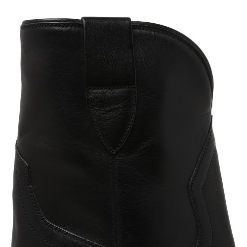 Isabel Marant Black Leather Western Ankle Boots.