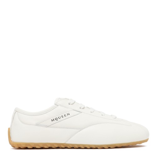 Alexander McQueen White Leather Low-Top Sneakers.
