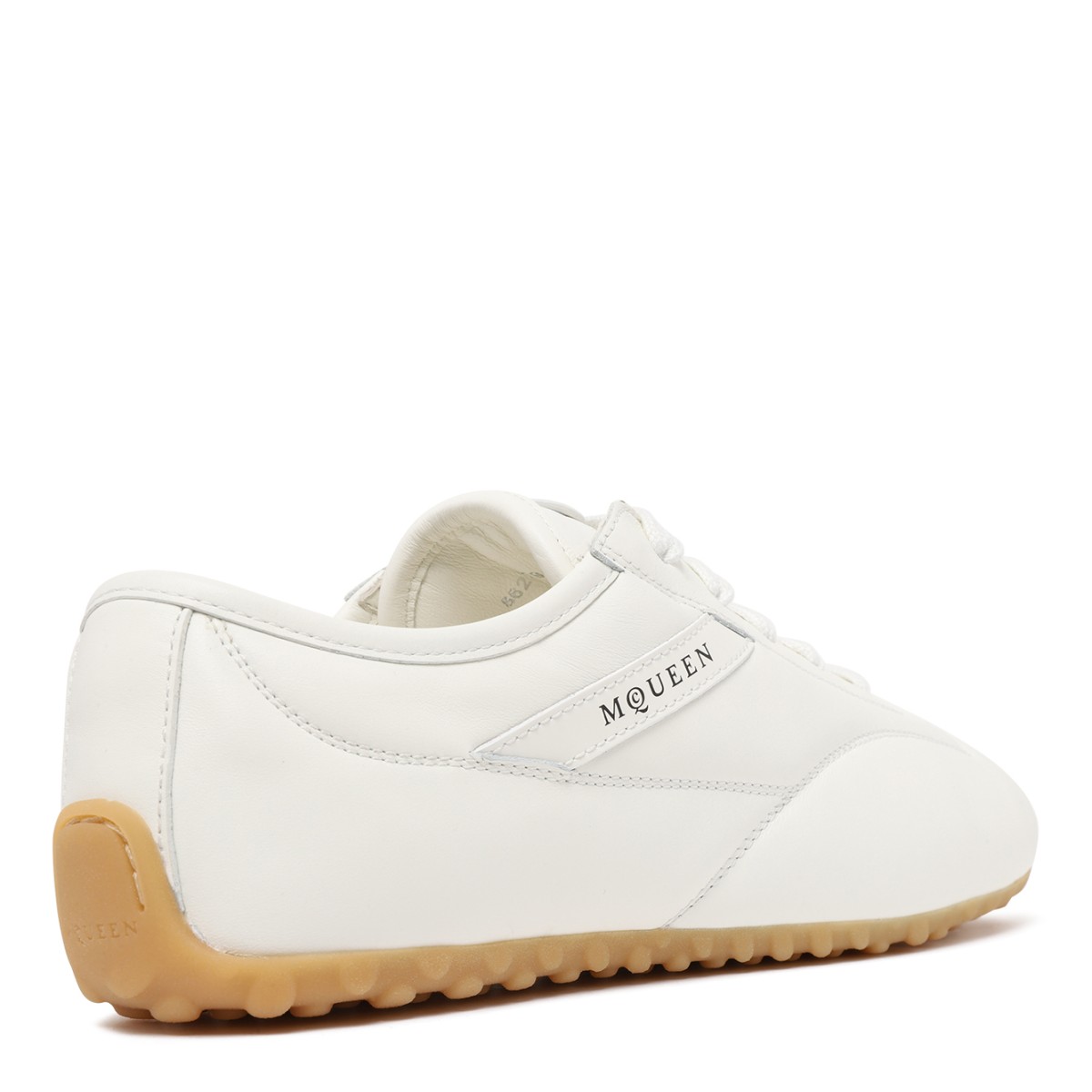 Alexander McQueen White Leather Low-Top Sneakers.