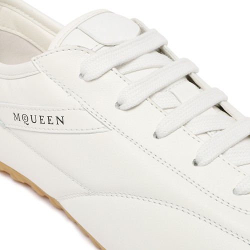 Alexander McQueen White Leather Low-Top Sneakers.