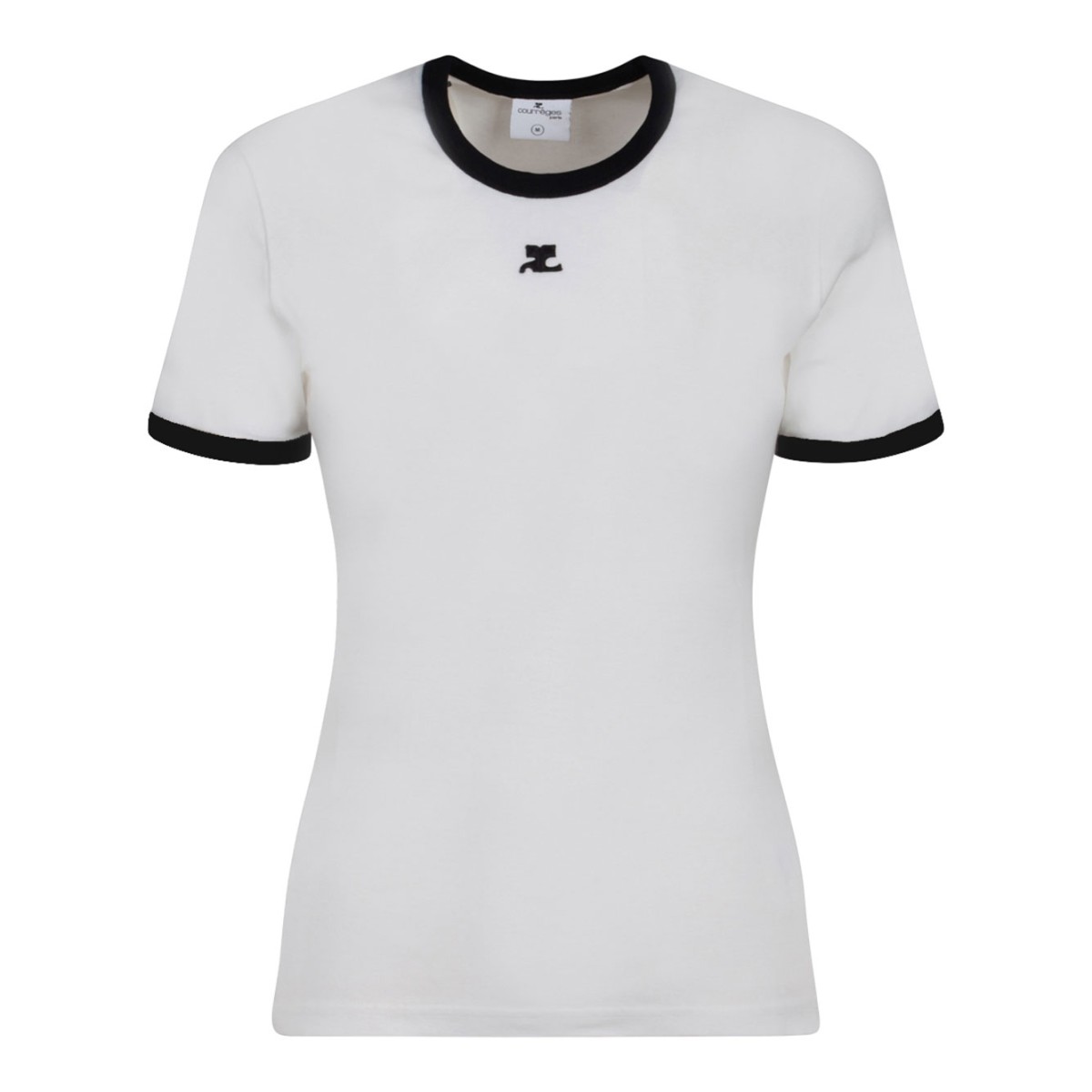 Courrges White Contrast Trim Logo T-Shirt.