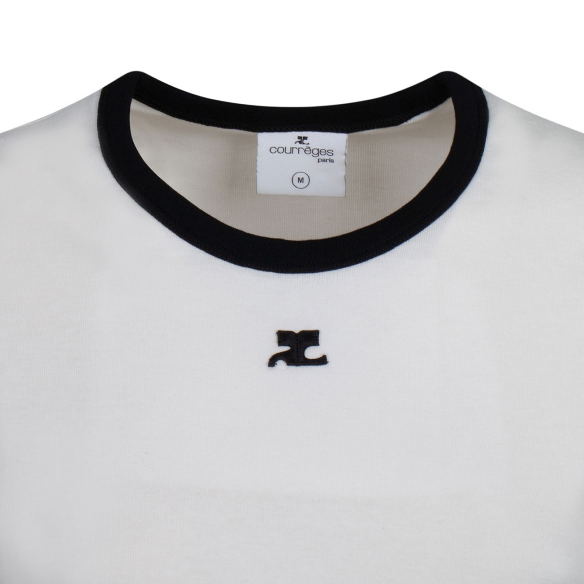 Courrges White Contrast Trim Logo T-Shirt.