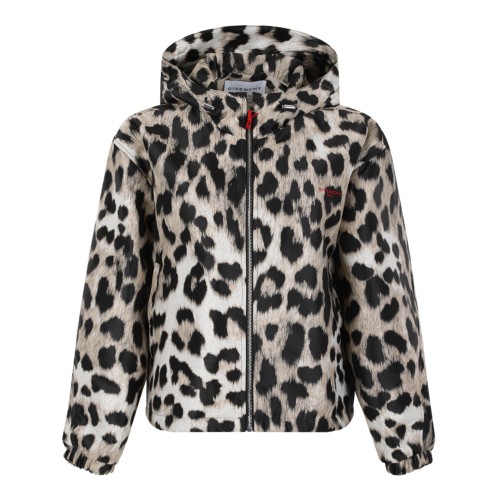 Givenchy Leopard Print Hooded Fleece Jacket.