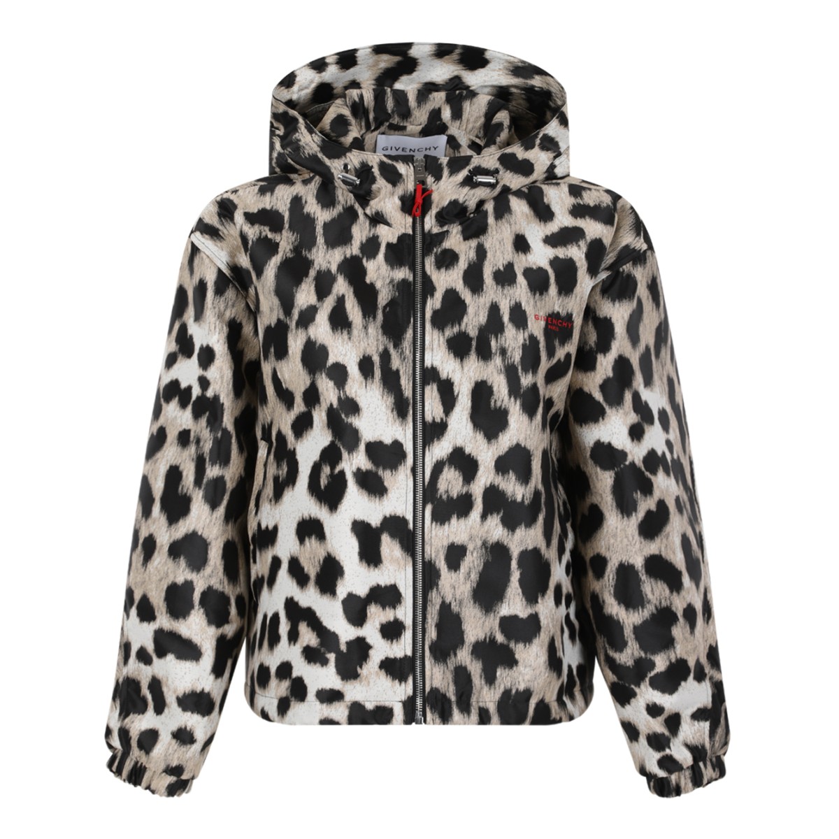 Givenchy Leopard Print Hooded Fleece Jacket.