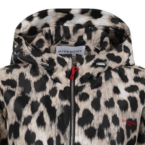 Givenchy Leopard Print Hooded Fleece Jacket.