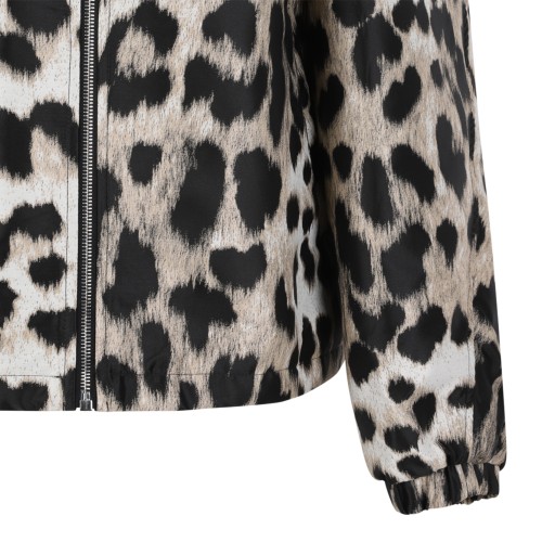 Givenchy Leopard Print Hooded Fleece Jacket.