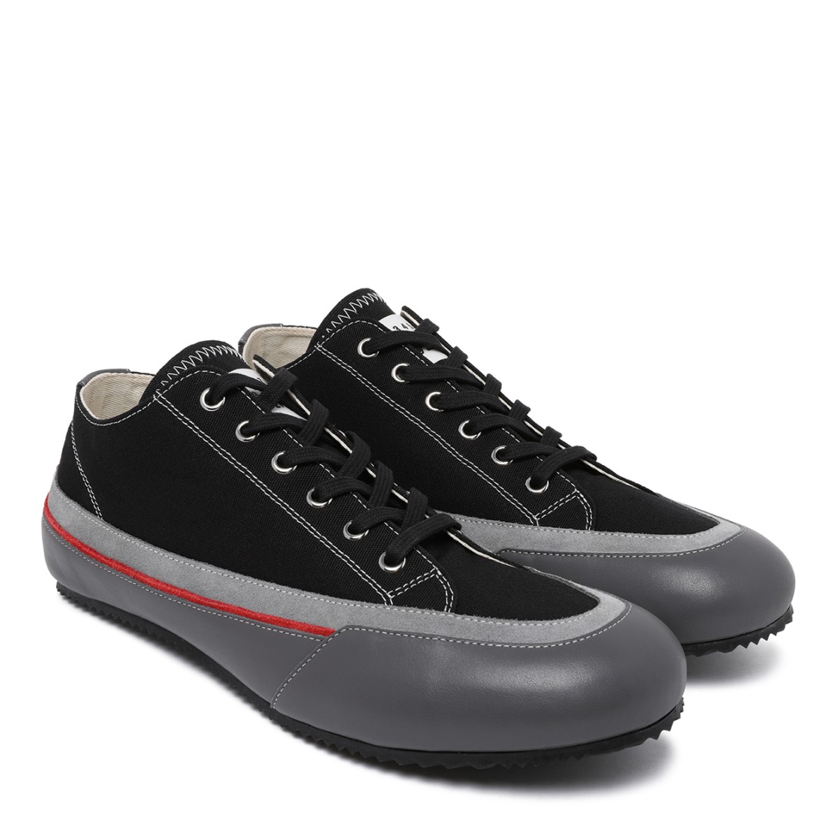 Maison Margiela Black Canvas & Rubber Low-Top Sneakers.