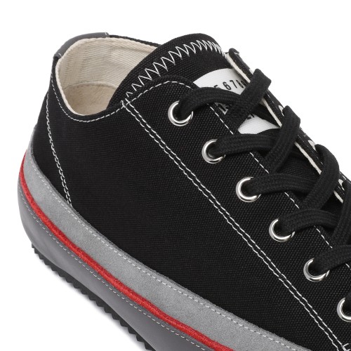Maison Margiela Black Canvas & Rubber Low-Top Sneakers.