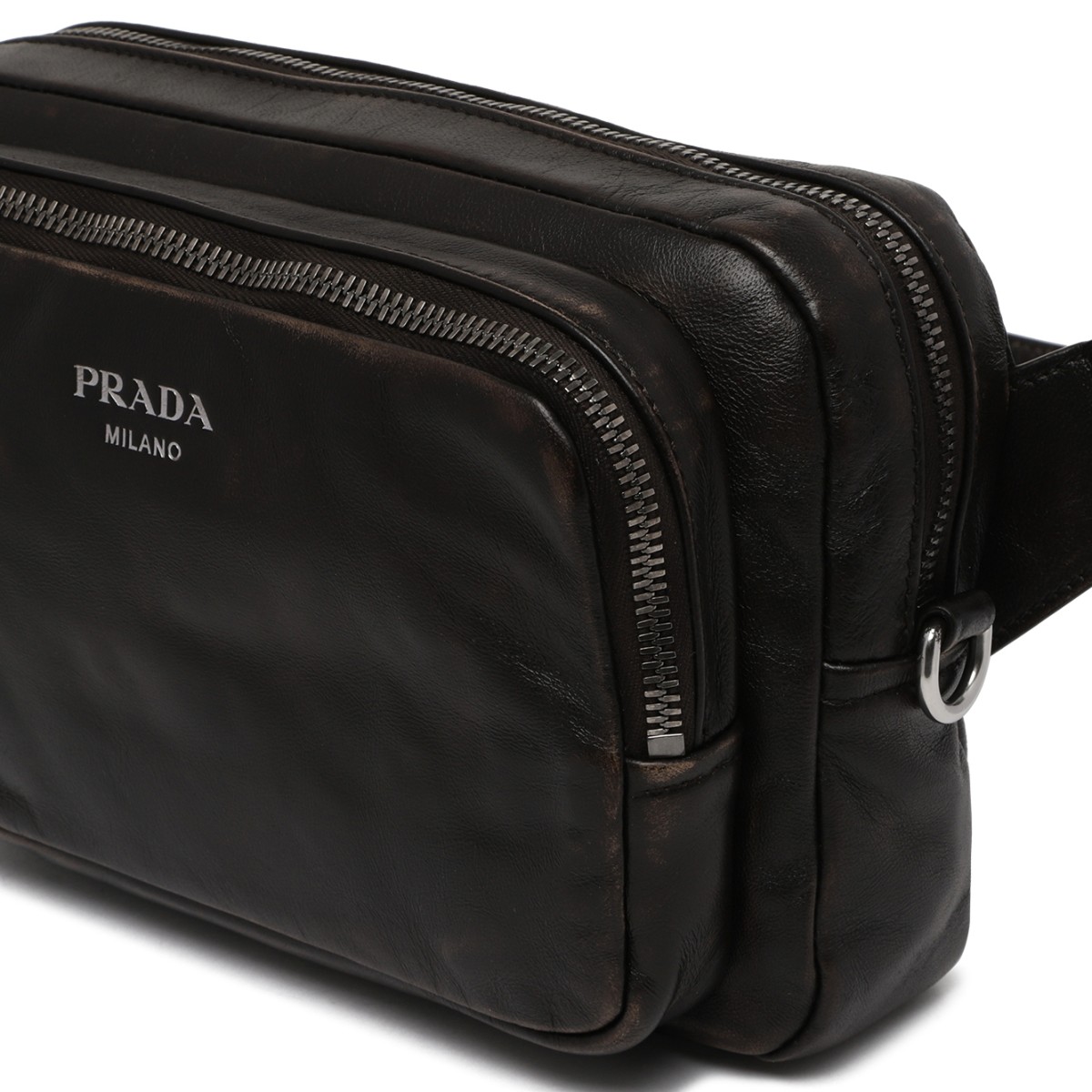 Prada Black Leather Crossbody Bag.