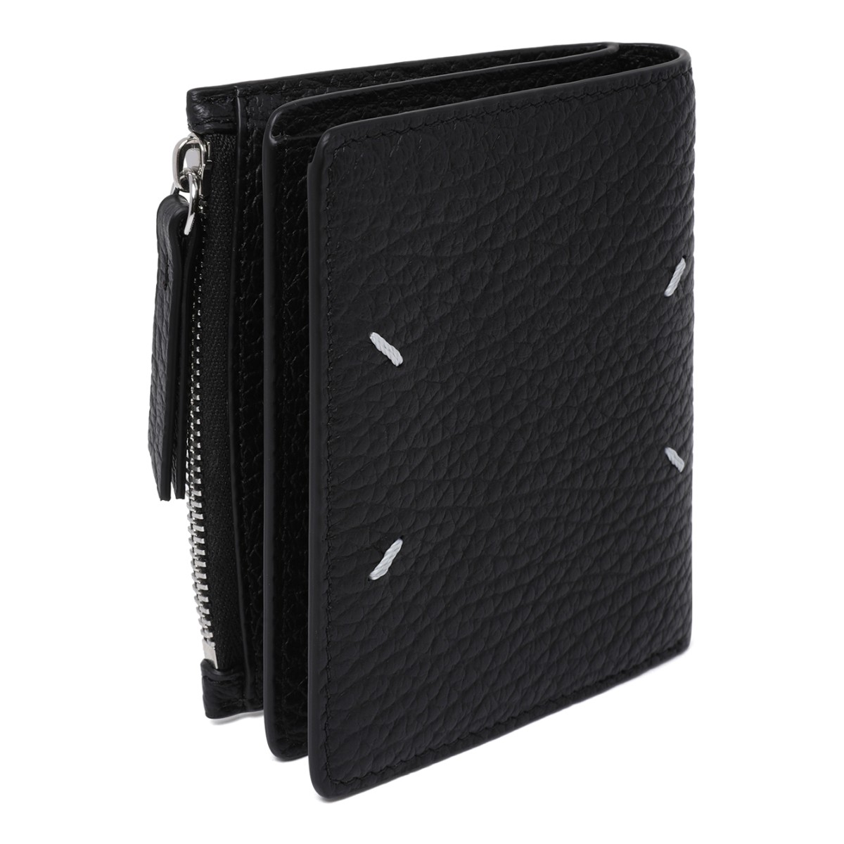 Maison Margiela Black Grained Leather Passport Holder.