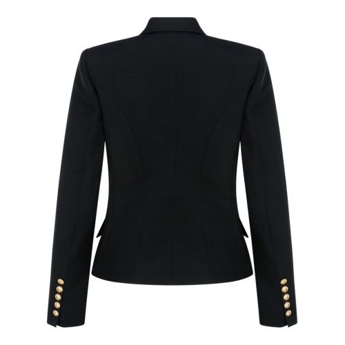 Balmain Black Double-Breasted Wool Blazer.